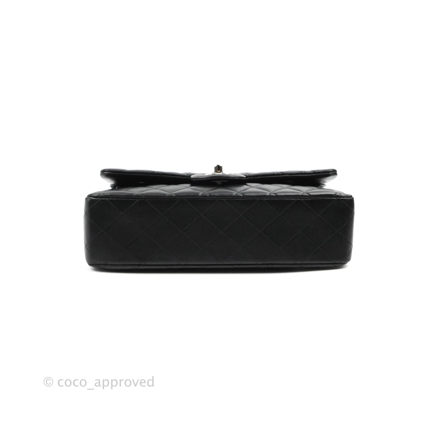 Chanel Classic M/L Medium Flap Quilted Black Lambskin Silver Hardware