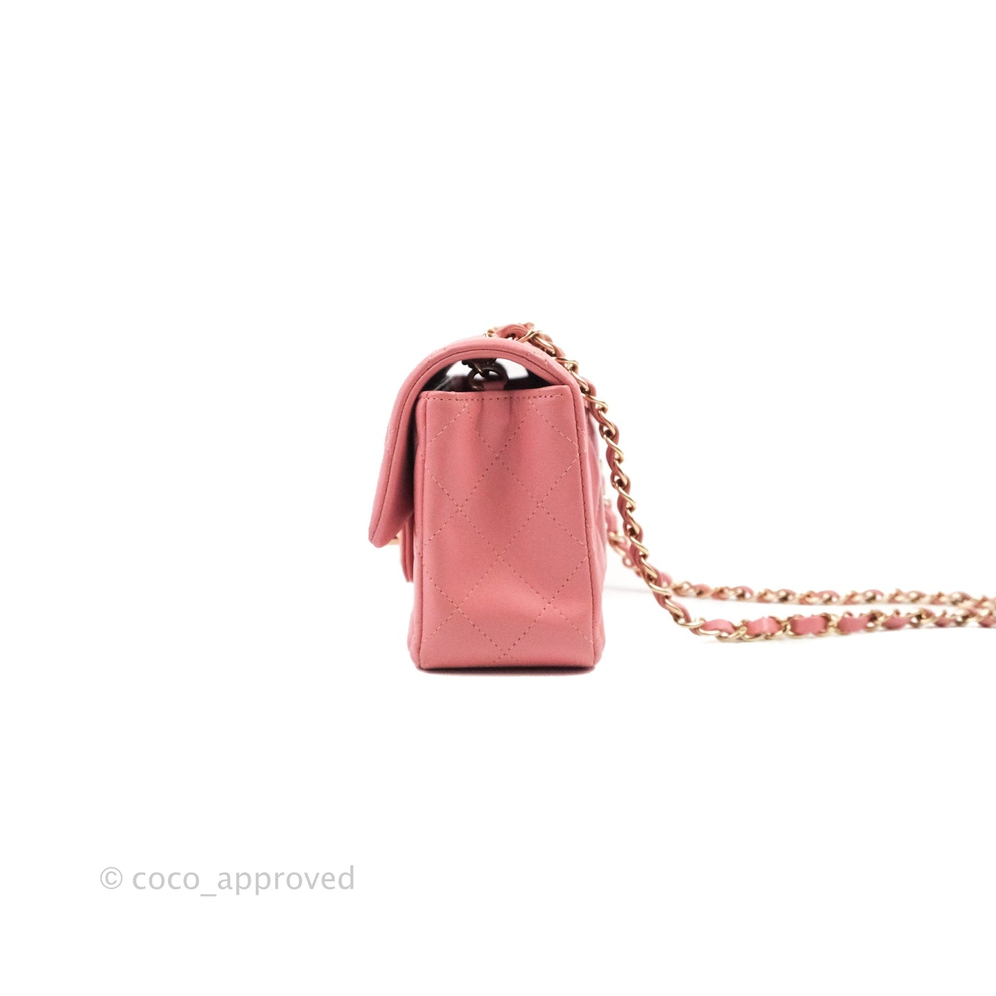 Chanel Quilted Mini Rectangular Flap Pink Lambskin Gold Hardware