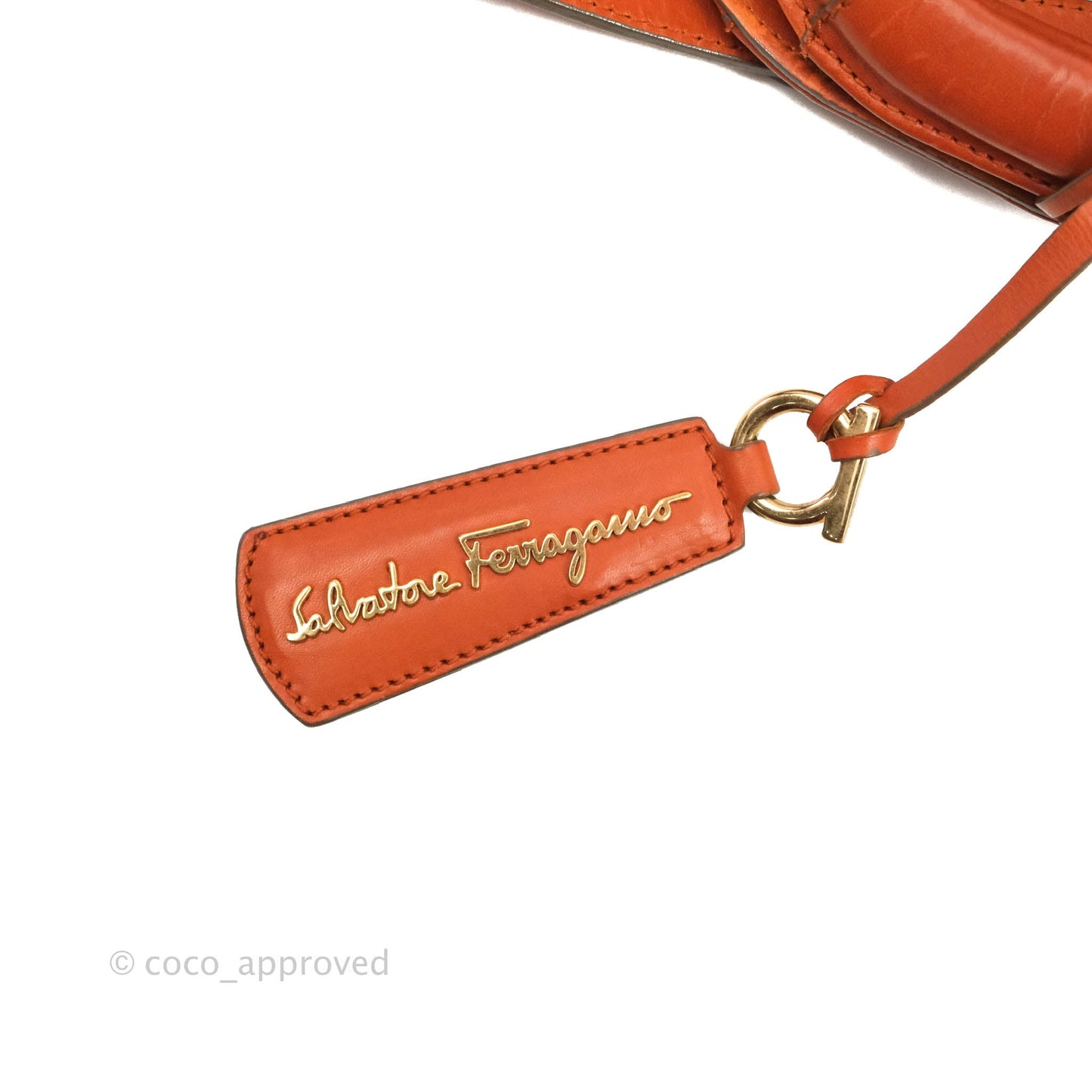 Salvatore Ferragamo Orange Top Handle Bag With Strap