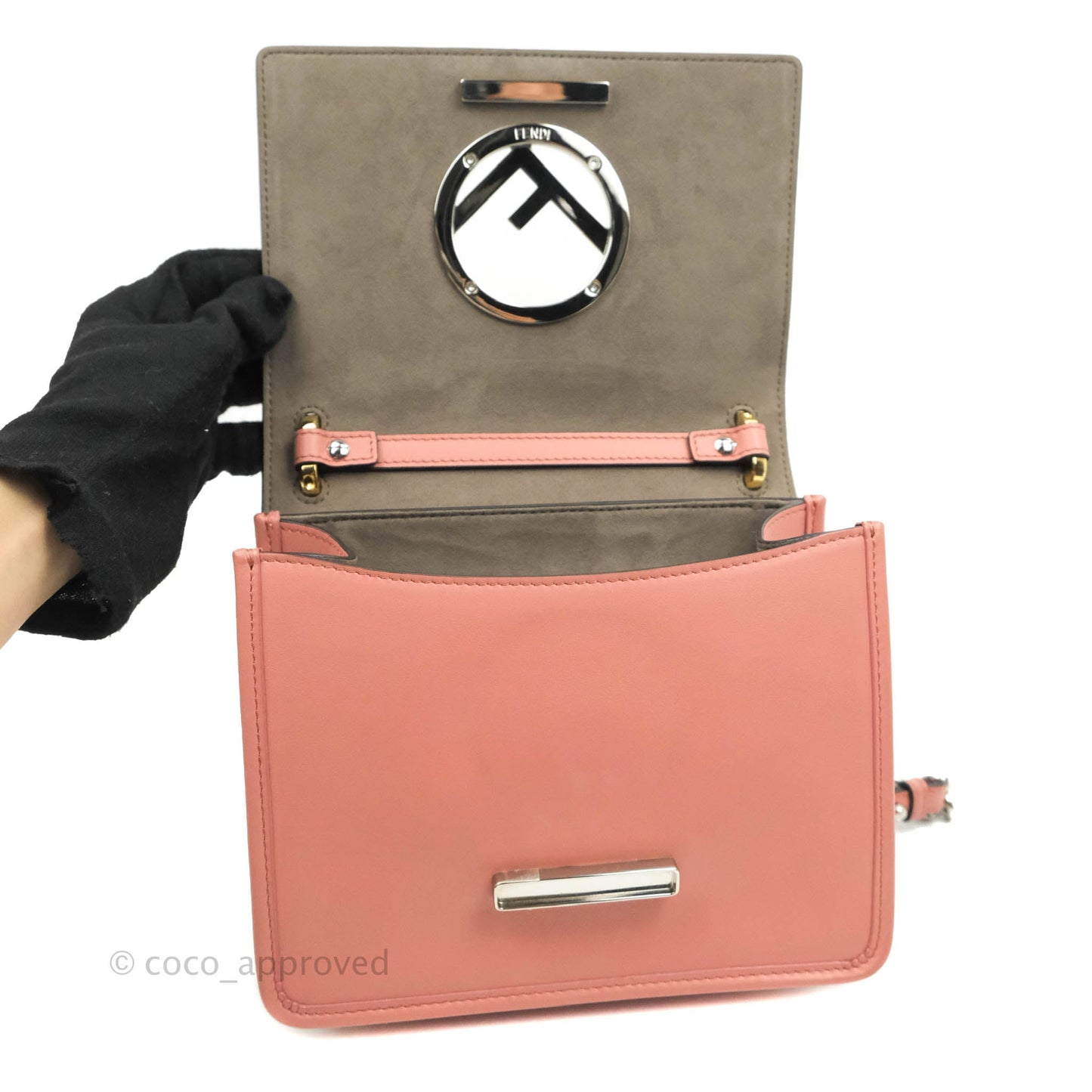 Fendi Small Kan I Shoulder Bag Rosy Pink Calfskin Gold & Silver Hardware