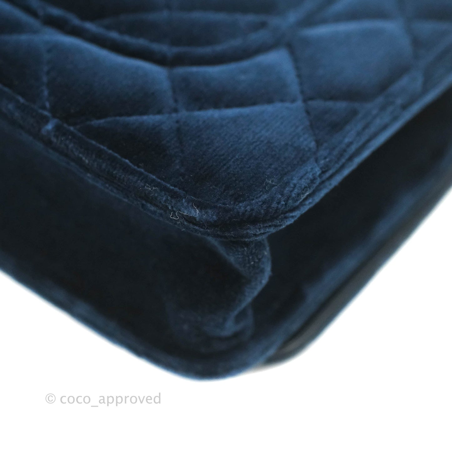 Chanel Quilted Crystal Pearl Crush Wallet on Chain WOC Navy Velvet Gold Hardware