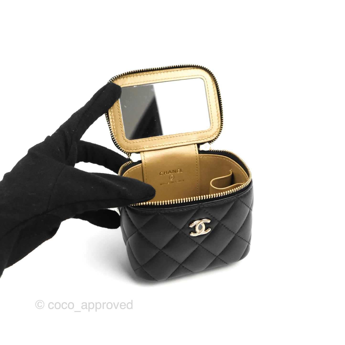 Chanel Mini Ball Crush Vanity With Chain Black Lambskin Gold Hardware