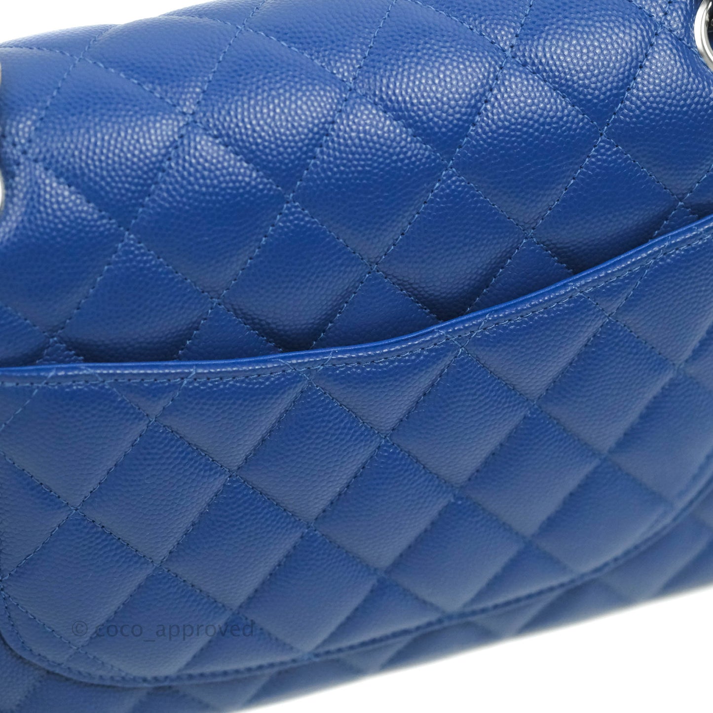 Chanel Small Classic Quilted Flap Blue Caviar Silver Hardware