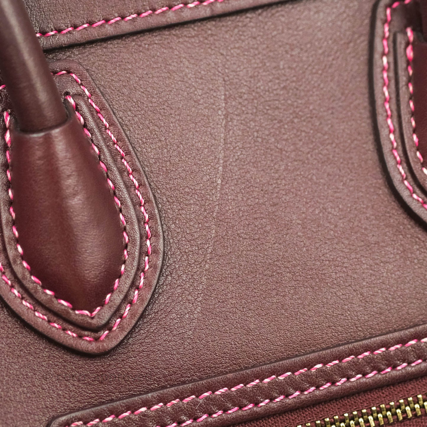 Celine Nano Luggage Bag Burgundy Gold Hardware