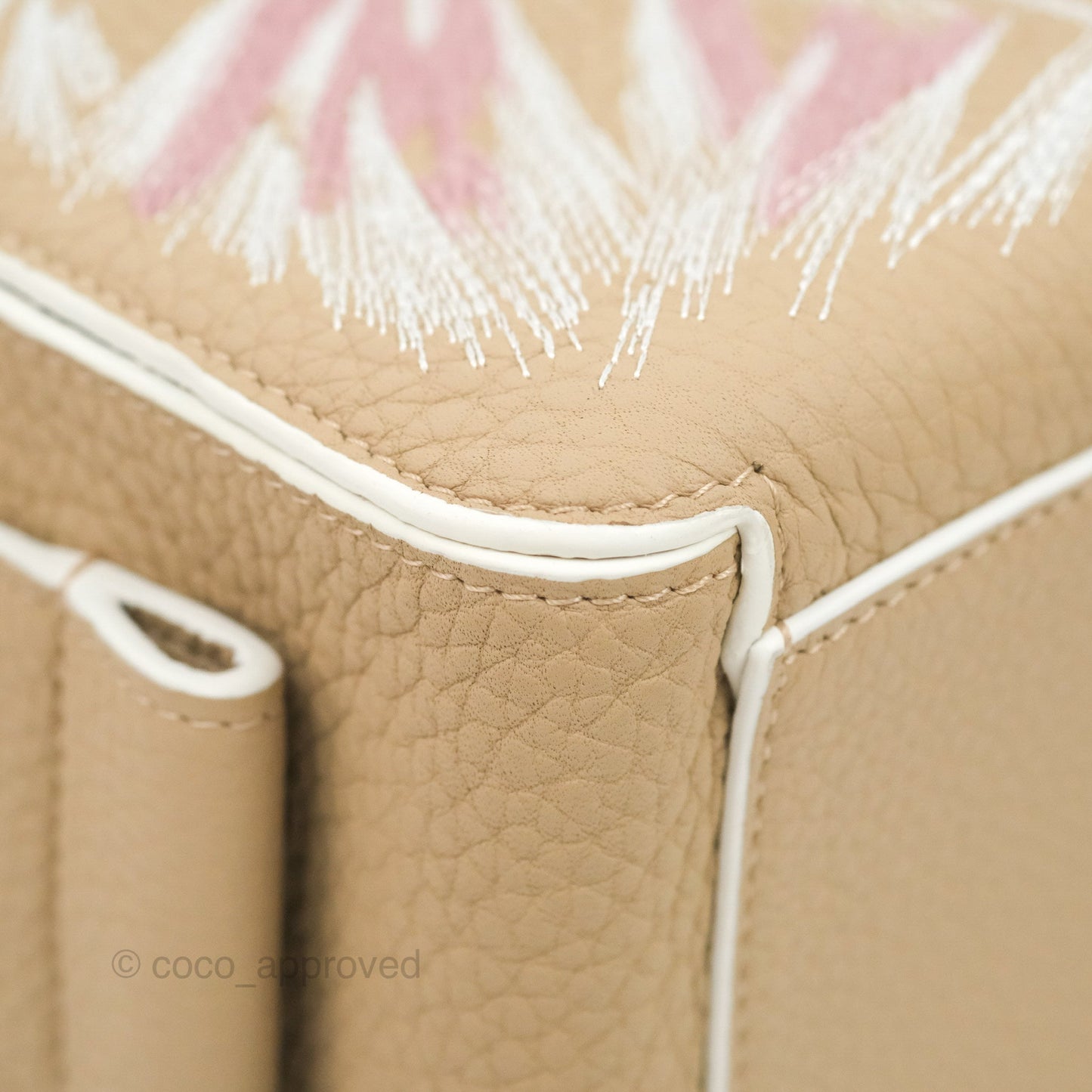 Delvaux Cool Box Mini Taurillon Soft Grained Calfskin Sand Broderies