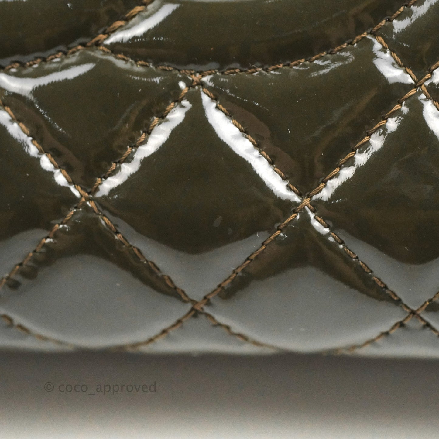 Chanel CC Tote Quilted Dark Green Patent Silver Hardware