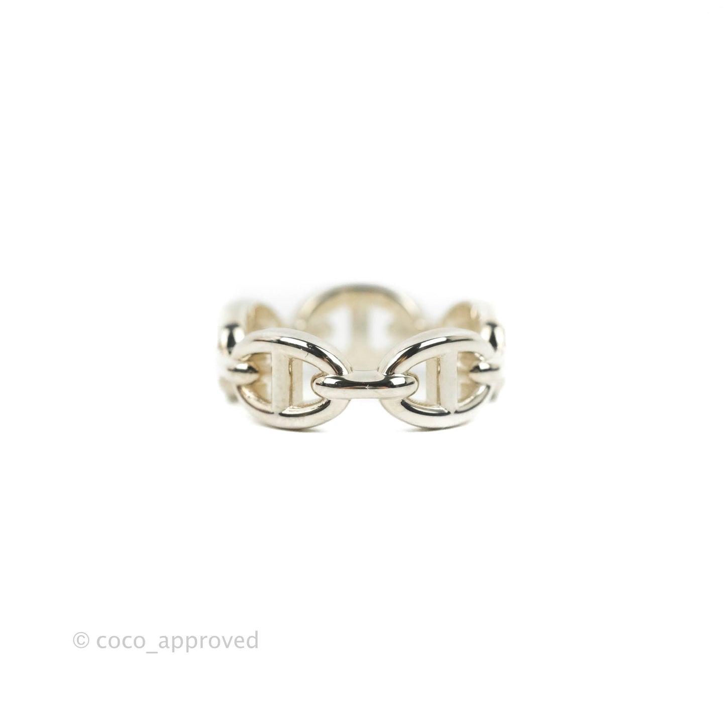 Hermès Sterling Silver PM Chaine d'Ancre Enchainee Band Ring 54
