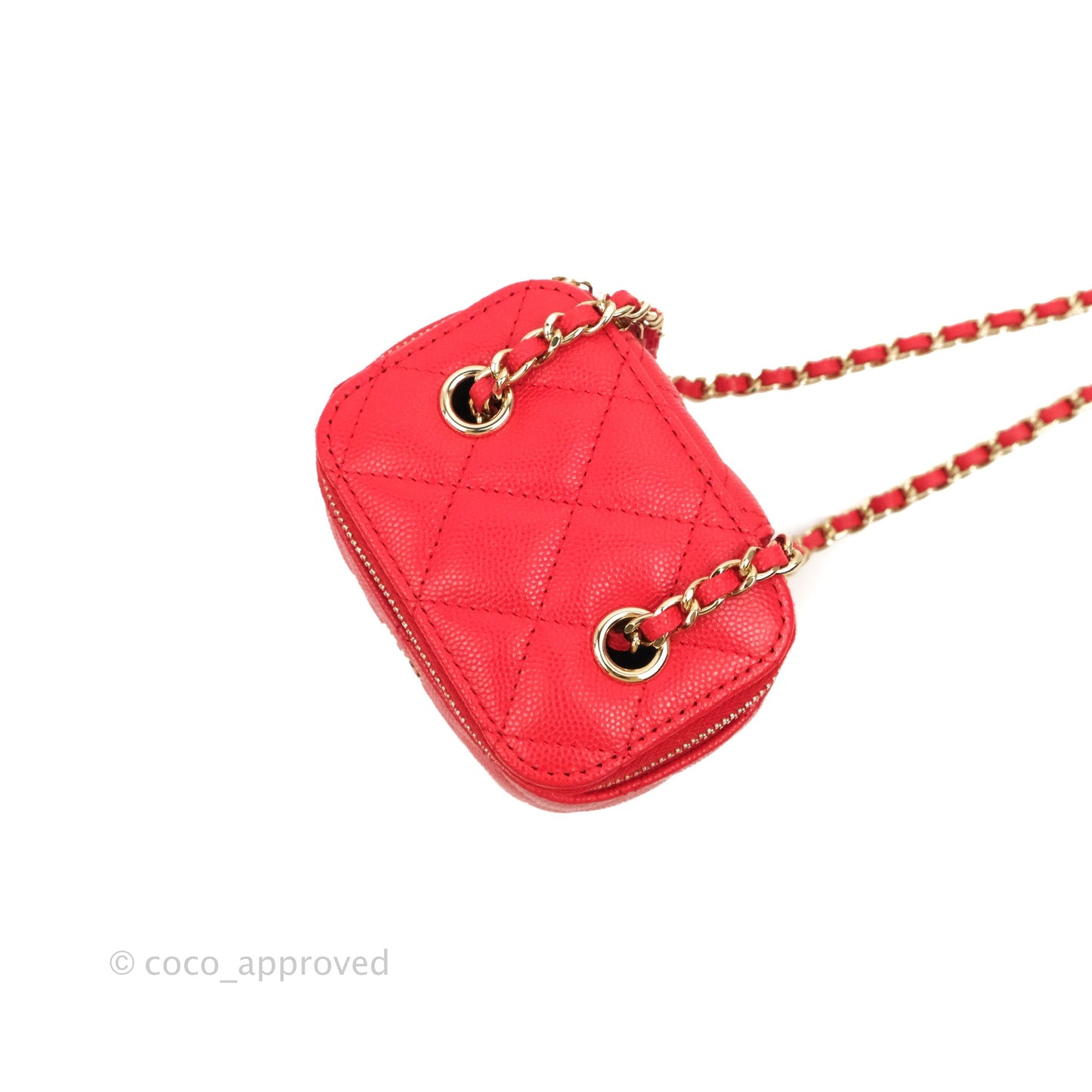 Chanel Mini Vanity With Chain Red Caviar Gold Hardware