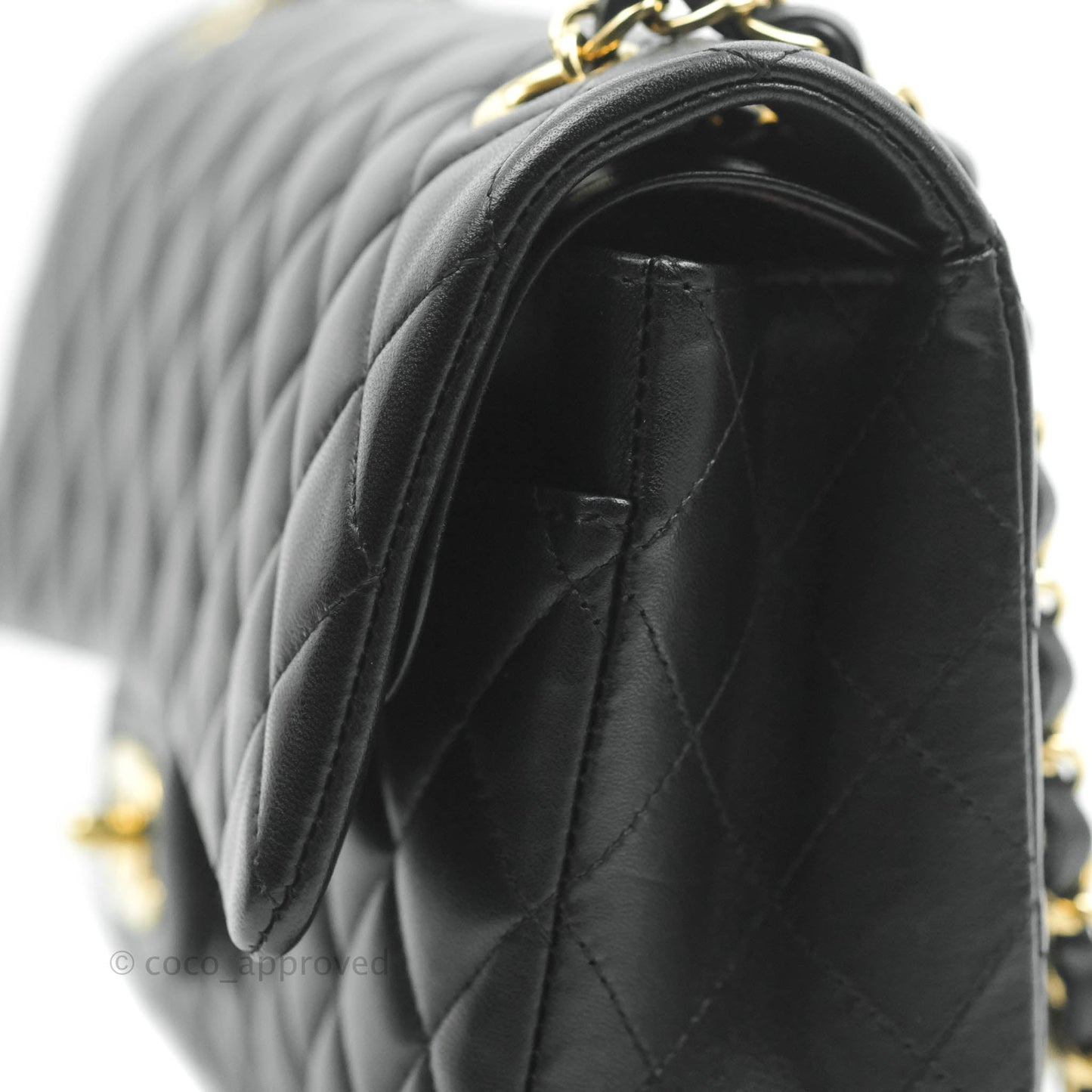Chanel Classic M/L Flap Bag Black Lambskin Gold Hardware