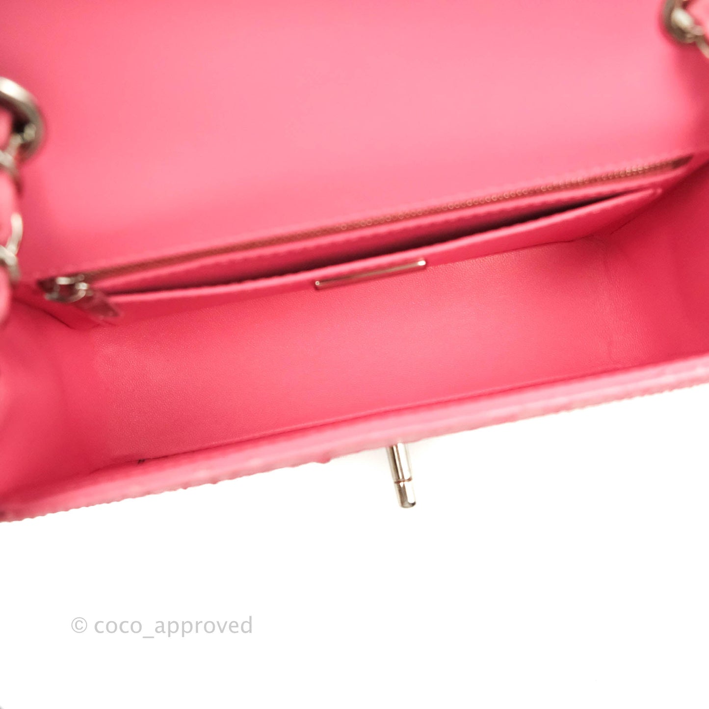 Chanel Quilted Mini Rectangular Python Pink Silver Hardware