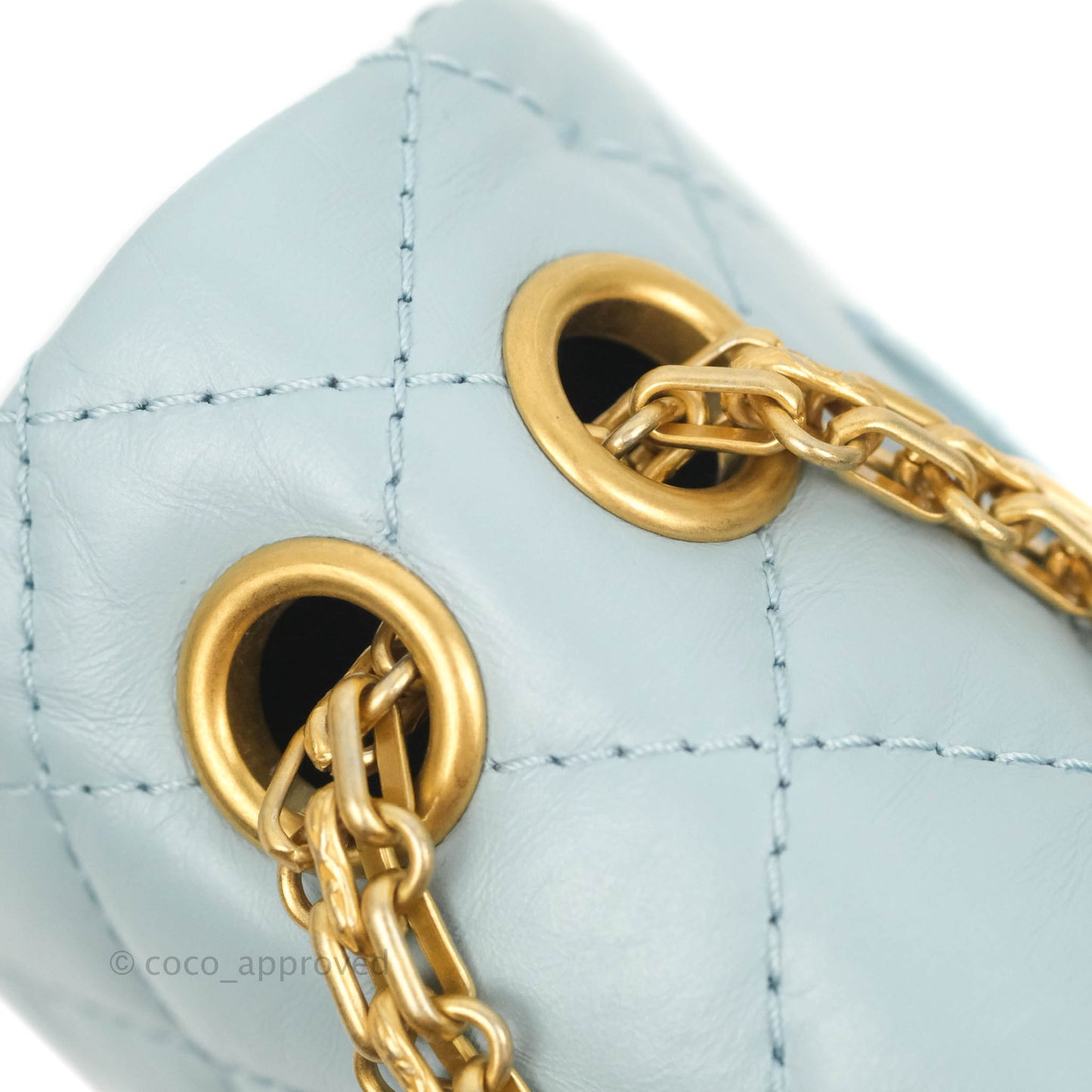 Chanel Mini Reissue 224 Light Blue Aged Calfskin Aged Gold Hardware
