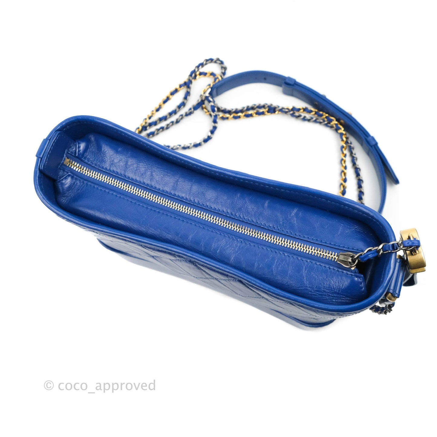 Chanel Quilted Small Gabrielle Logo Hobo Blue Aged Calfskin