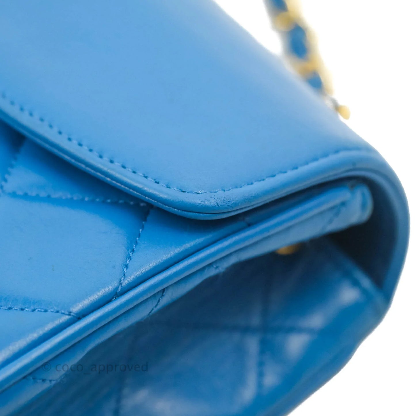Chanel Vintage Trapezoid Flap Bag Blue Lambskin 24K Gold Hardware