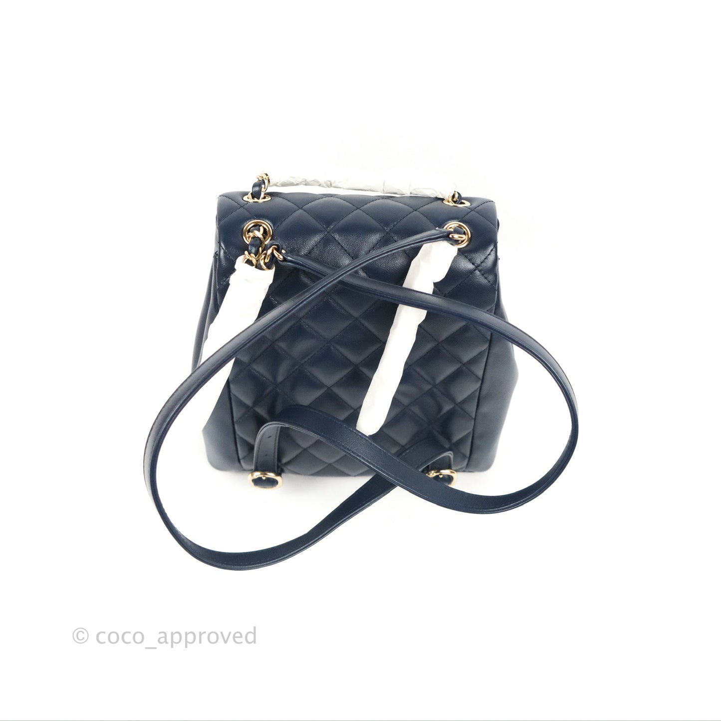 Chanel Duma Backpack Medium Navy Calfskin Gold Hardware 23P