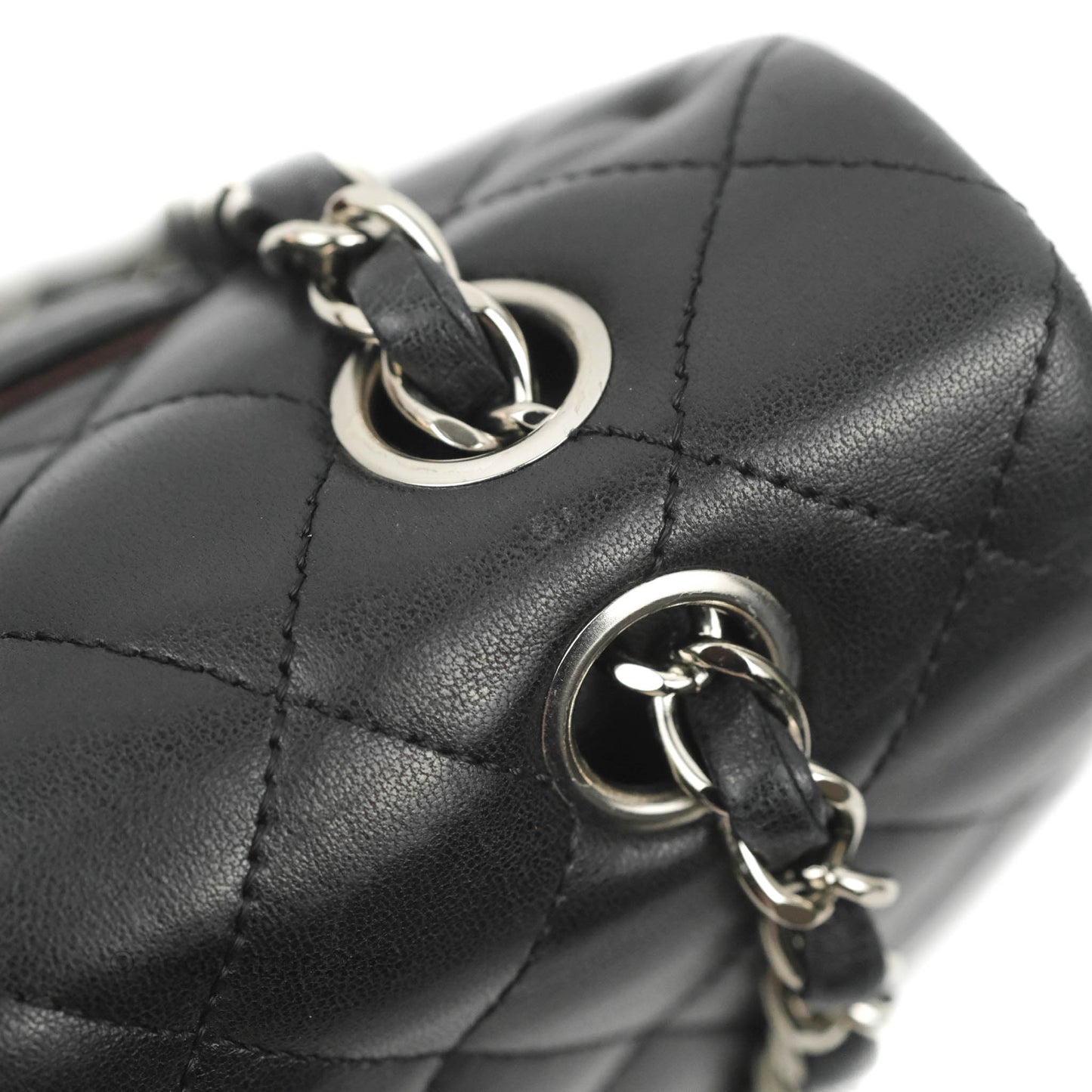 Chanel Quilted Classic M/L Medium Flap Black Lambskin Silver Hardware