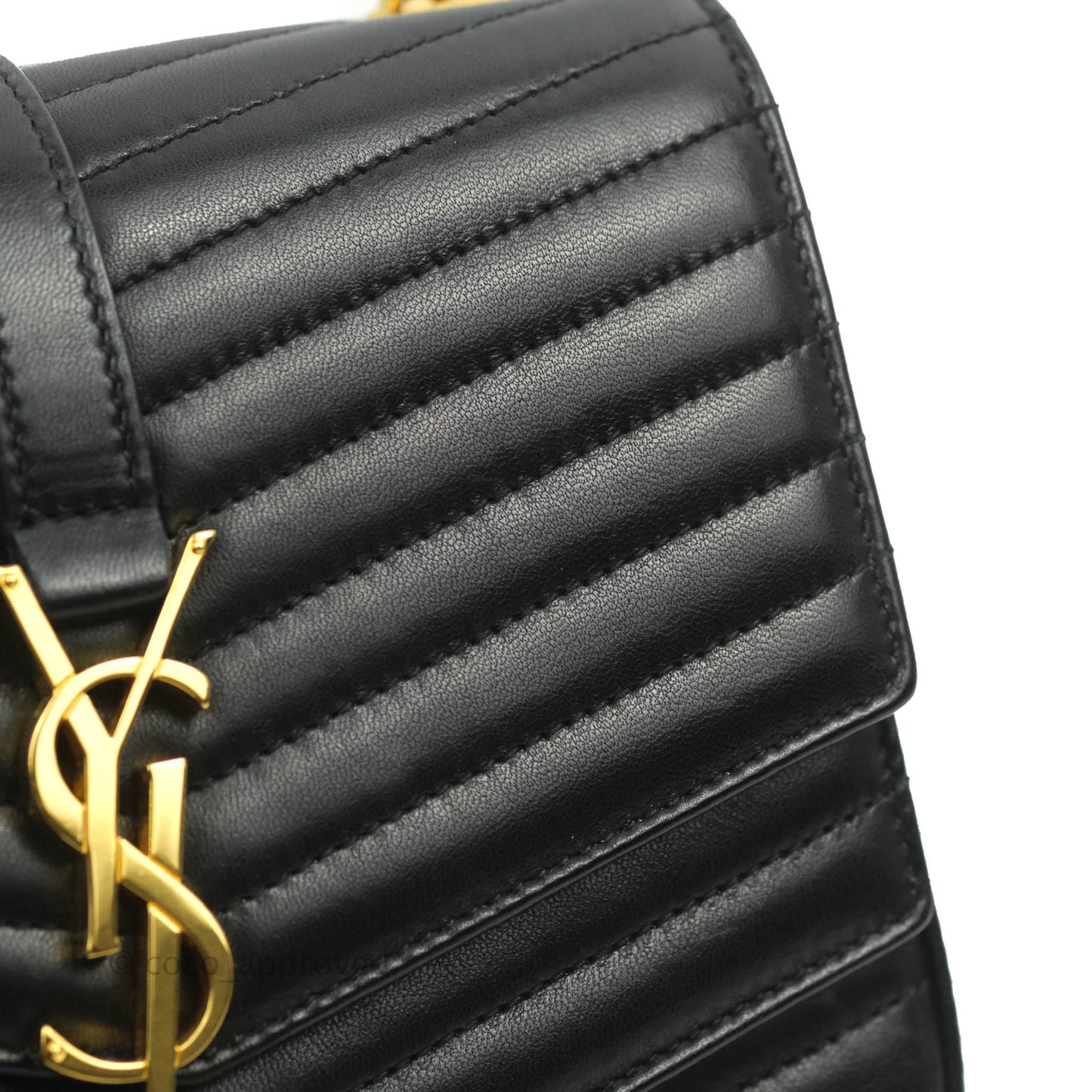Saint Laurent Small Sulpice Triple V-Flap Black Lambskin Crossbody Bag