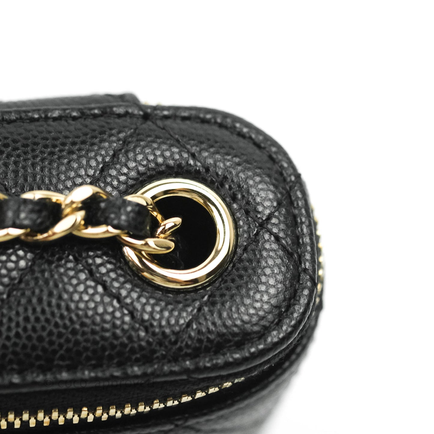 Chanel Classic Mini Vanity With Chain Black Caviar Gold Hardware