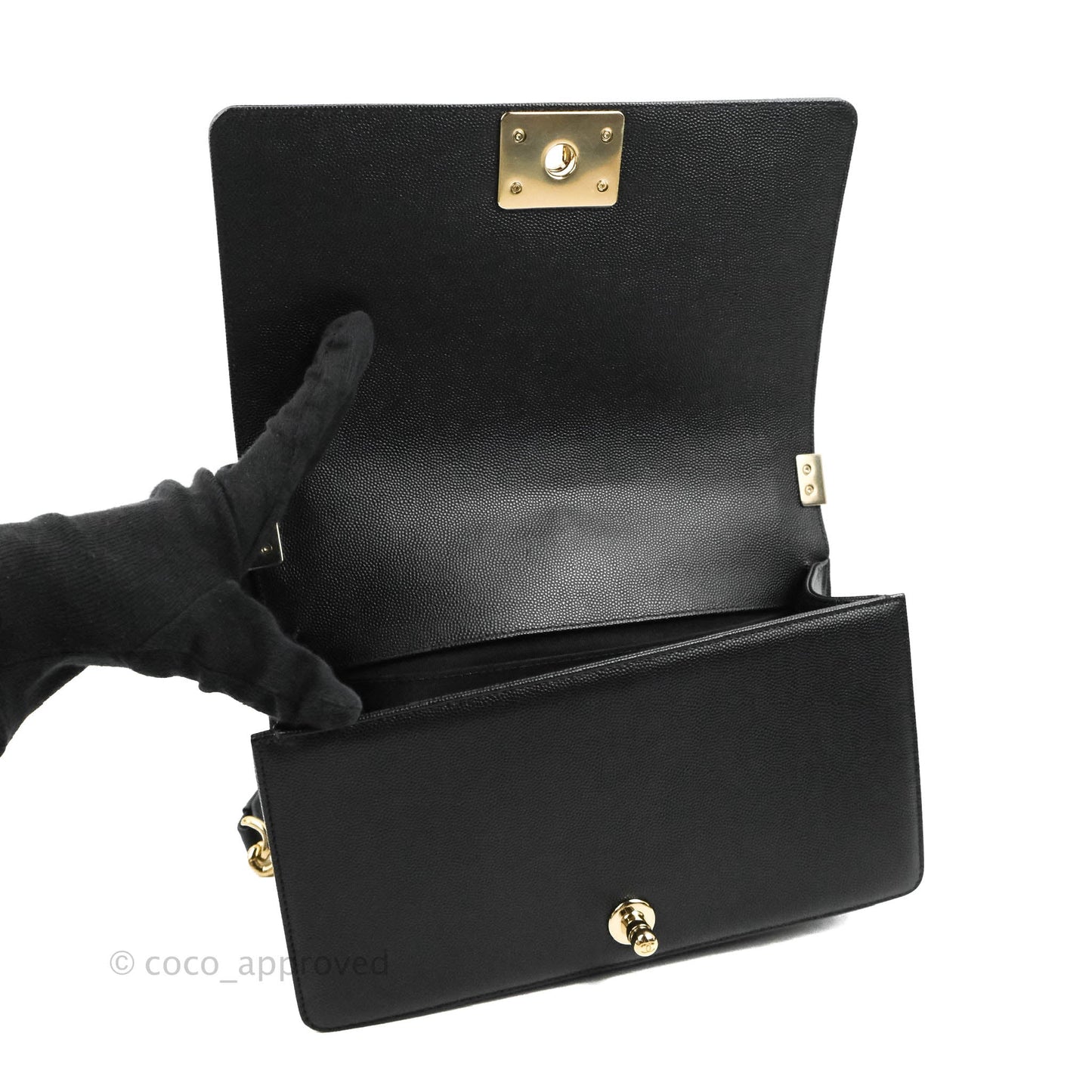 Chanel Chevron Medium Boy Black Caviar Gold Hardware