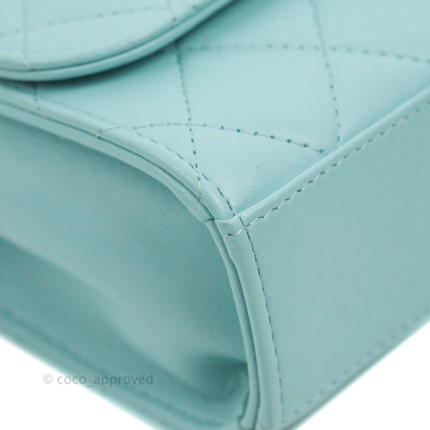 Chanel Mini Quilted Trendy CC Clutch With Chain Tiffany Blue Lambskin Gold Hardware