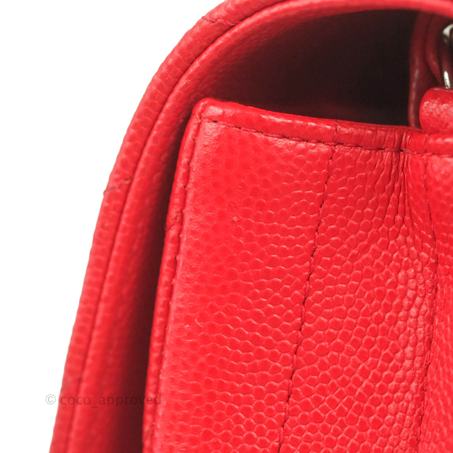Chanel Quilted Mini Rectangular Flap Red Chevron Caviar Silver Hardware
