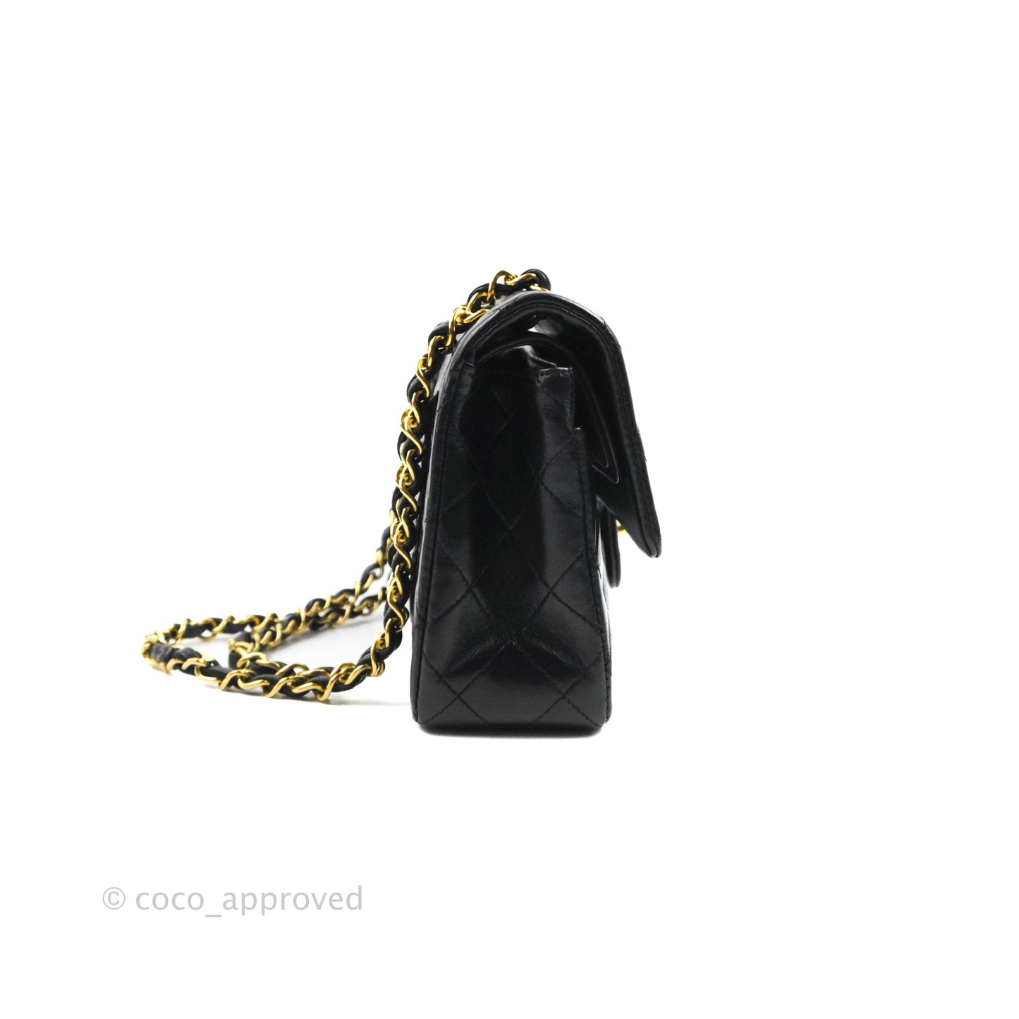 Chanel Vintage Classic Small S/M Flap Black Lambskin 24K Gold Hardware