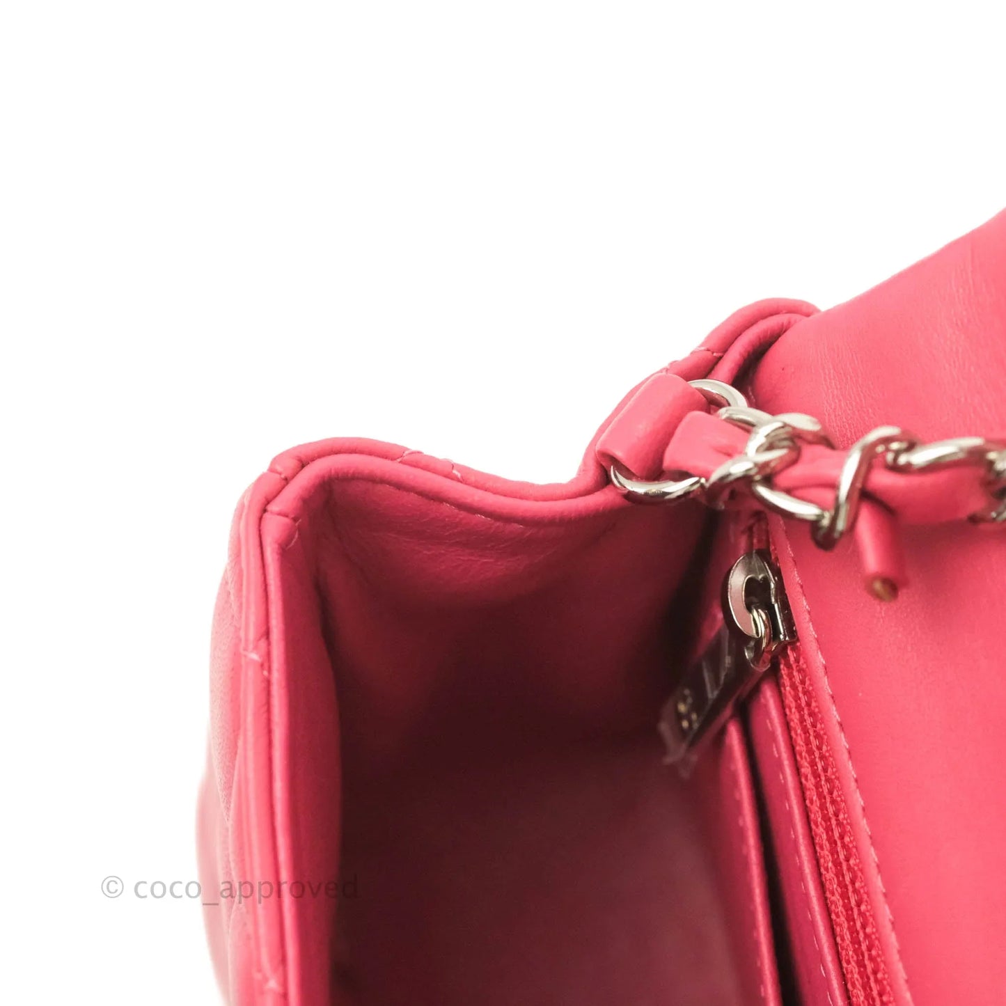Chanel Quilted Mini Rectangular Flap Pink Lambskin Silver Hardware