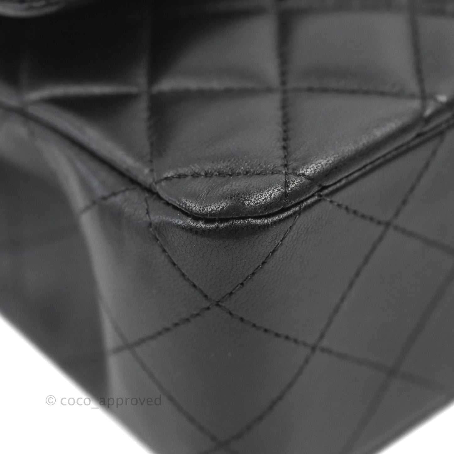 Chanel Classic M/L Medium Flap Quilted Black Lambskin Silver Hardware