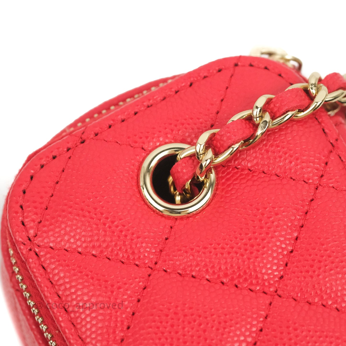 Chanel Mini Vanity With Chain Red Caviar Gold Hardware