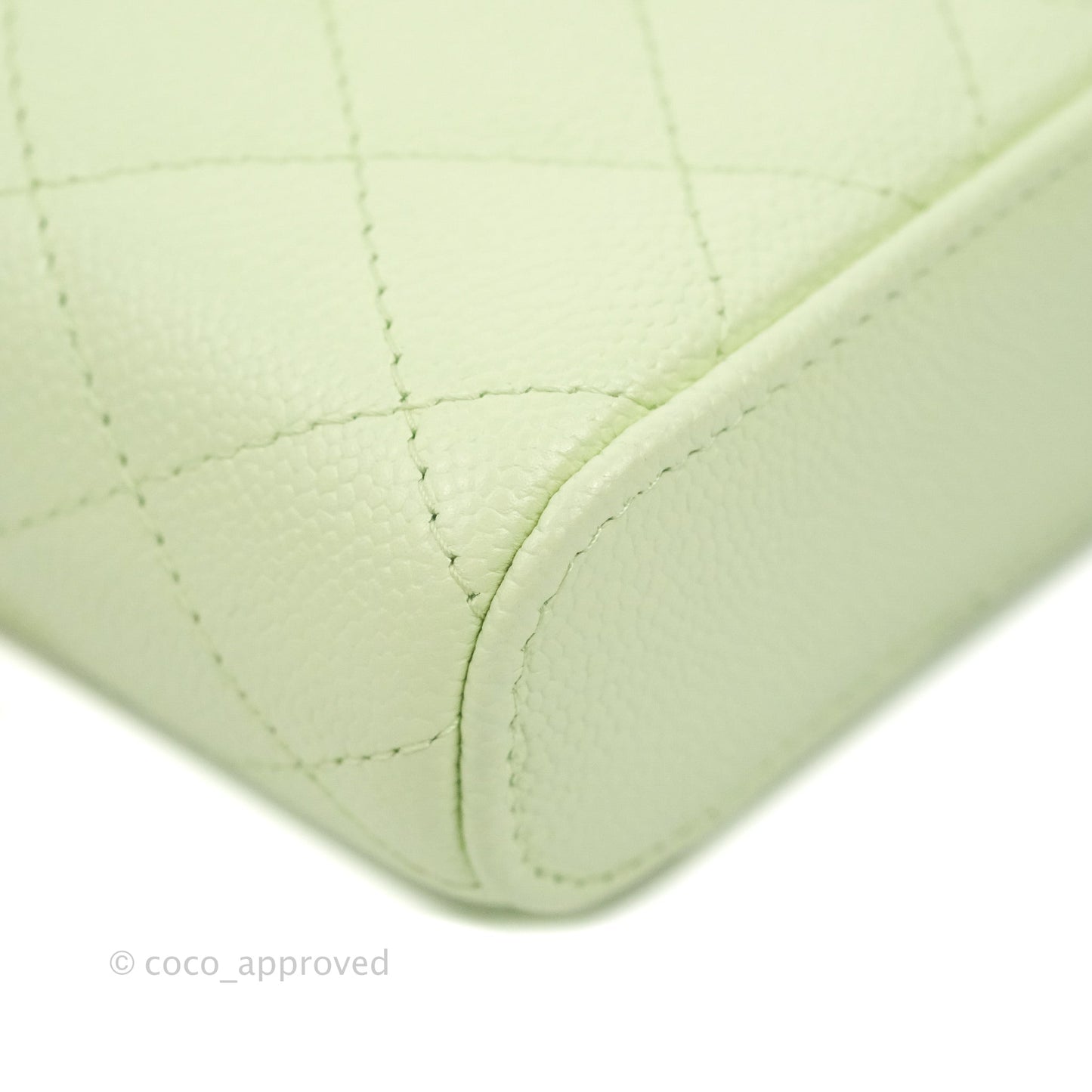 Chanel Quilted Small Handle With Care Vanity Case With Chain Green Caviar Gold Hardware