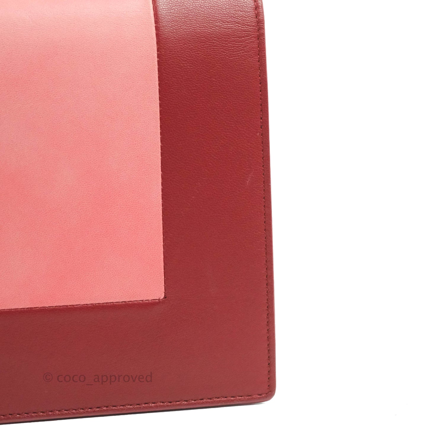 Celine Frame Evening Clutch On Chain Red Pink Smooth Lambskin Silver Hardware