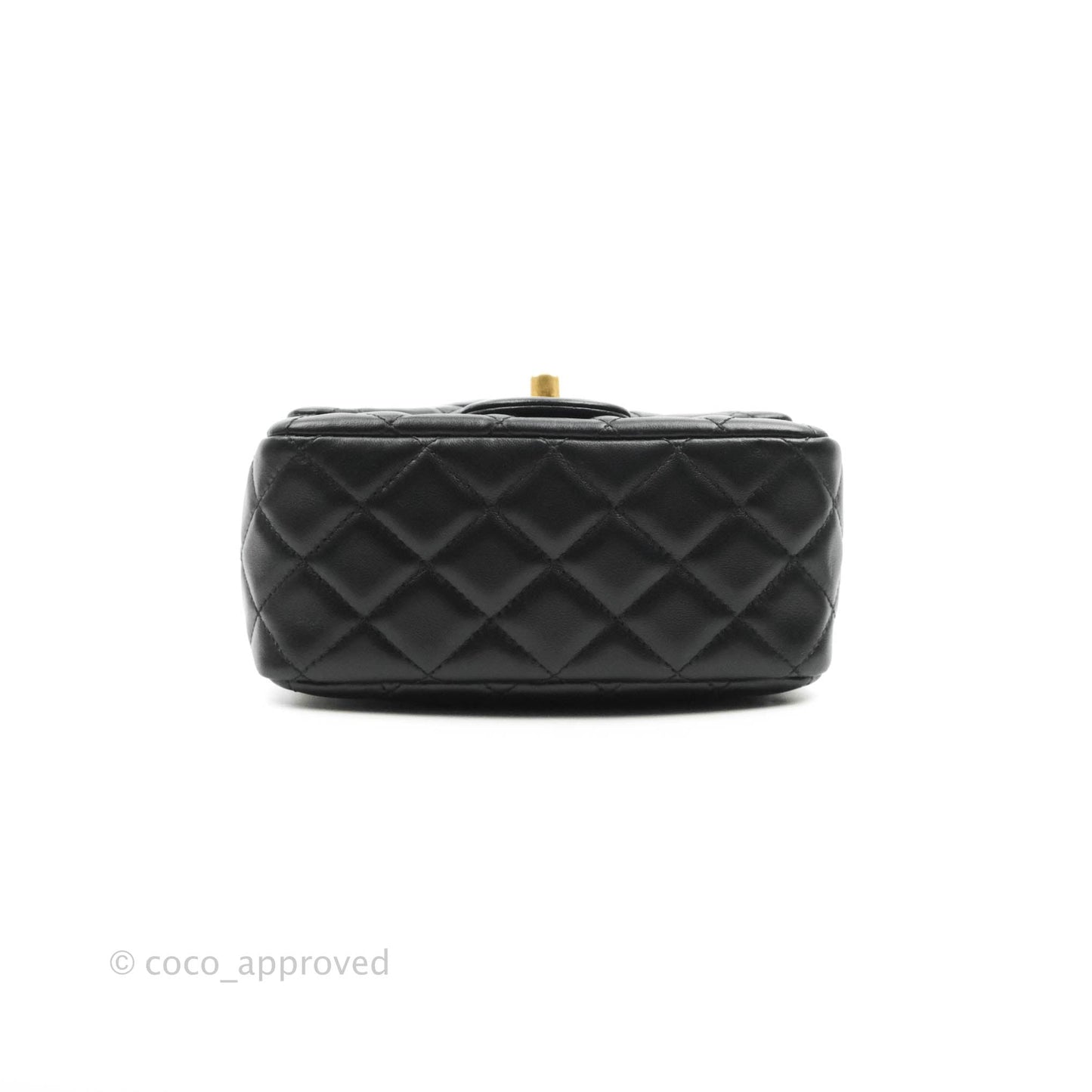 Chanel Romance Mini Square Flap Black Lambskin Aged Gold Hardware