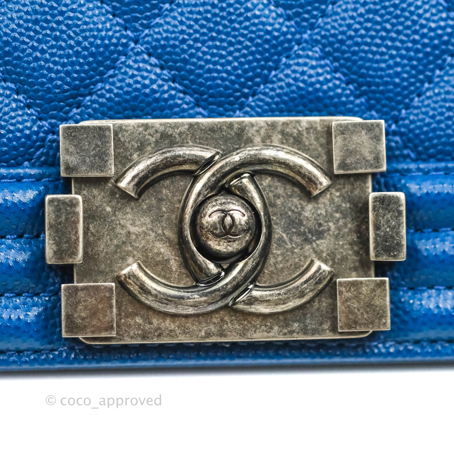 Chanel Quilted Medium Boy Blue Caviar Ruthenium Hardware
