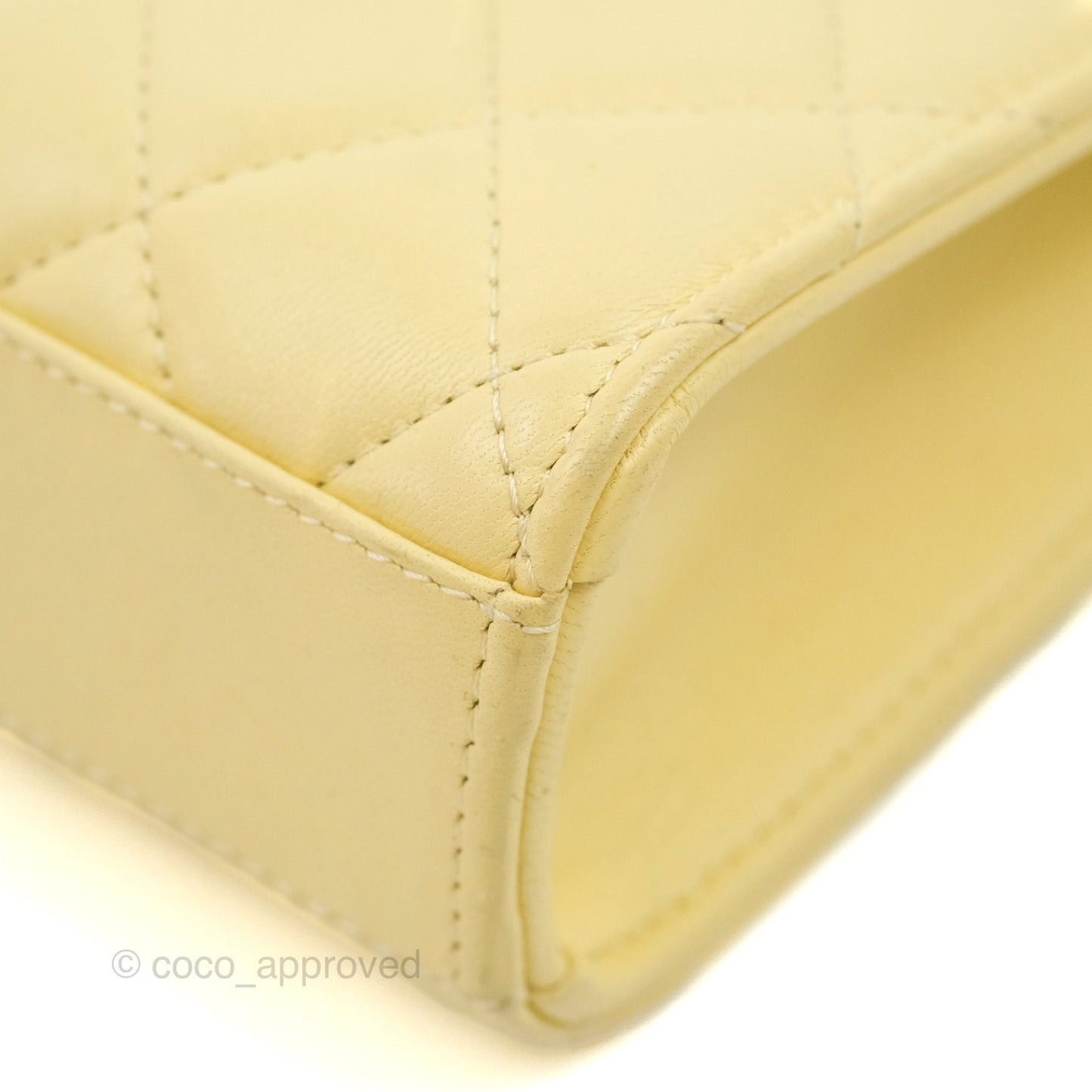 Chanel Quilted Pearl Crush Phone Holder With Chain Yellow Lambskin
