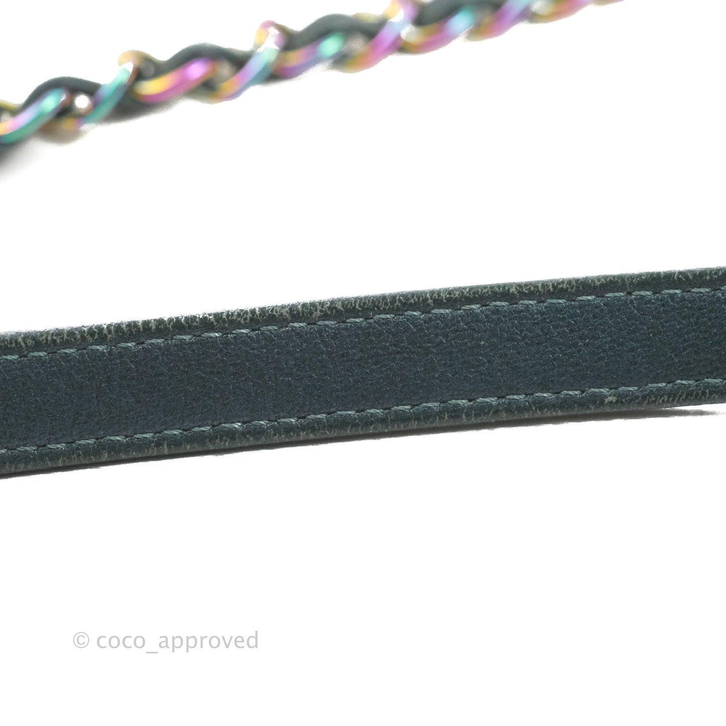 Chanel Quilted Medium CC Filigree Vanity Case Iridescent Dark Turquoise Caviar Rainbow Hardware