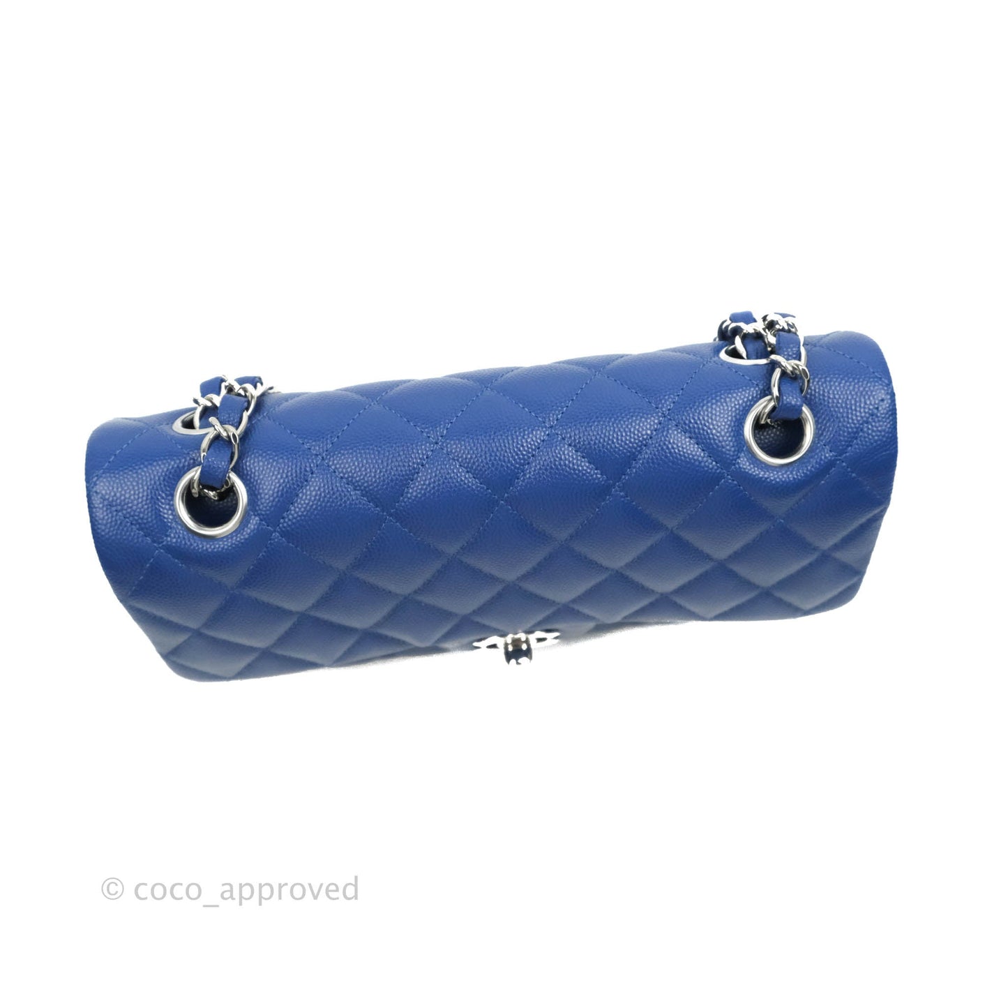 Chanel Small Classic Quilted Flap Blue Caviar Silver Hardware