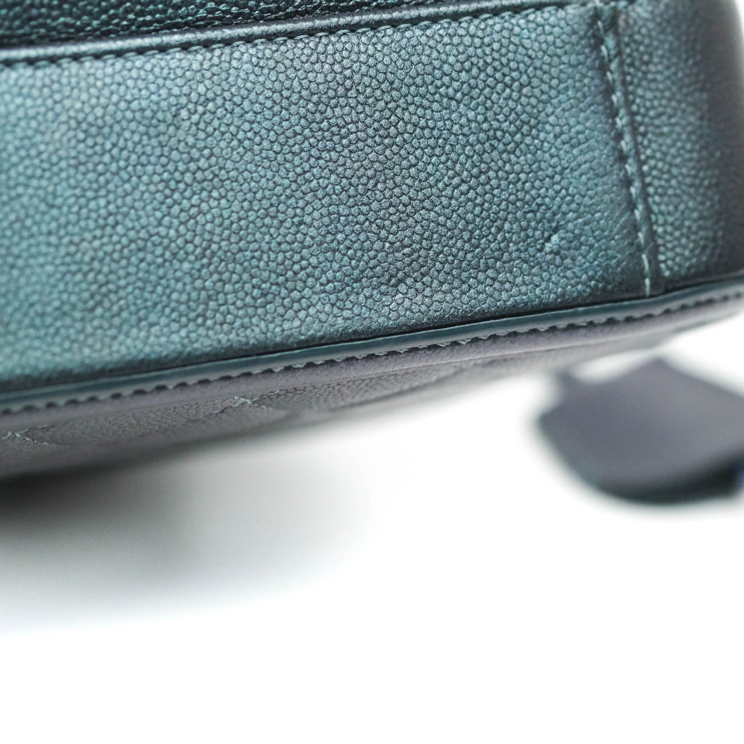 Chanel Quilted Medium CC Filigree Vanity Case Iridescent Dark Turquoise Caviar Rainbow Hardware