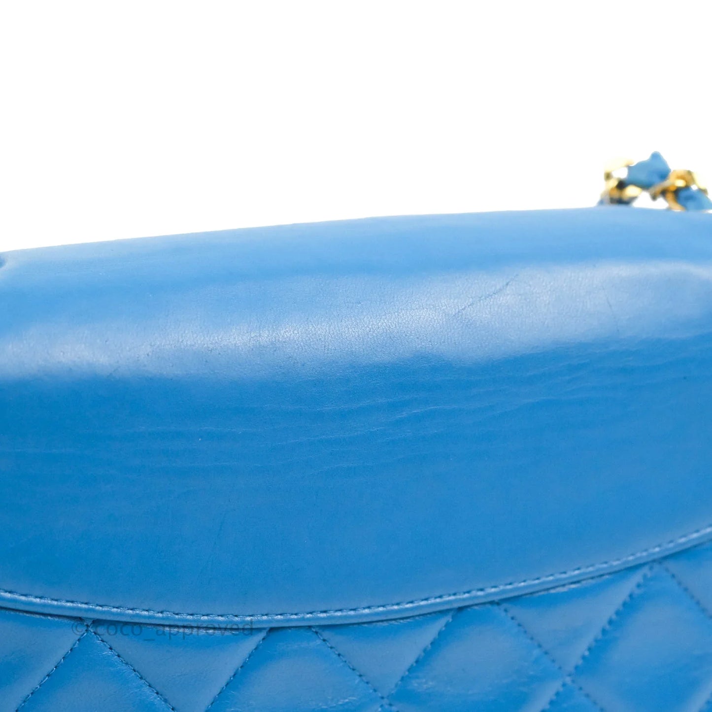 Chanel Vintage Trapezoid Flap Bag Blue Lambskin 24K Gold Hardware