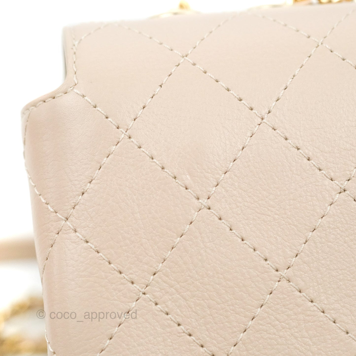 Chanel Flat Quilted Flap Bag Light Beige Calfskin Gold Hardware