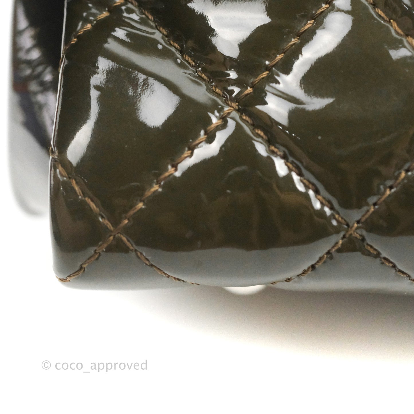 Chanel CC Tote Quilted Dark Green Patent Silver Hardware