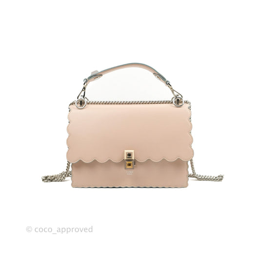 Fendi Kan I Scalloped Shoulder Bag Pale Pink Silver Hardware