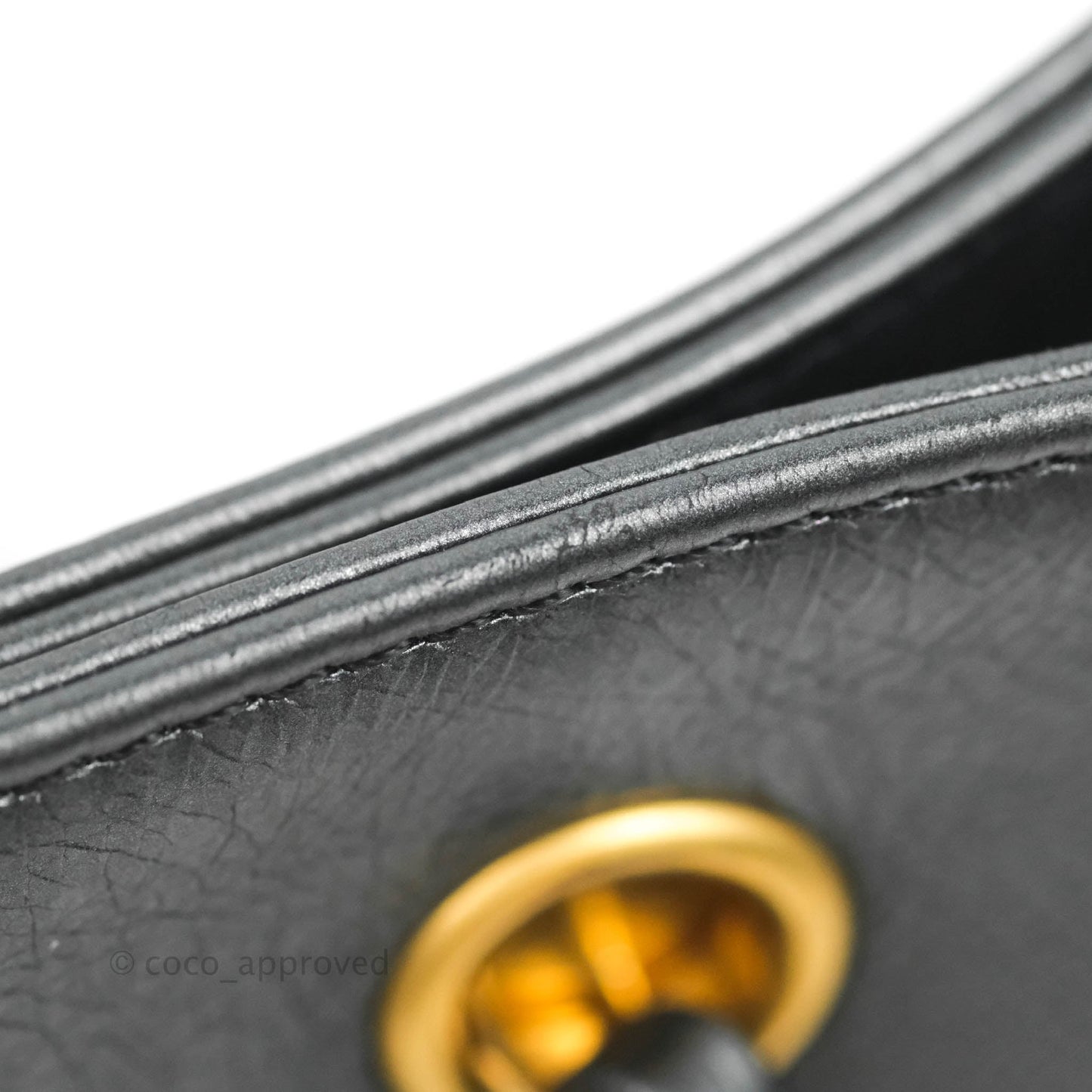 Chanel Quilted Drawstring Shopping Tote Bag Metallic Dark Grey Aged Calfskin Aged Gold Hardware