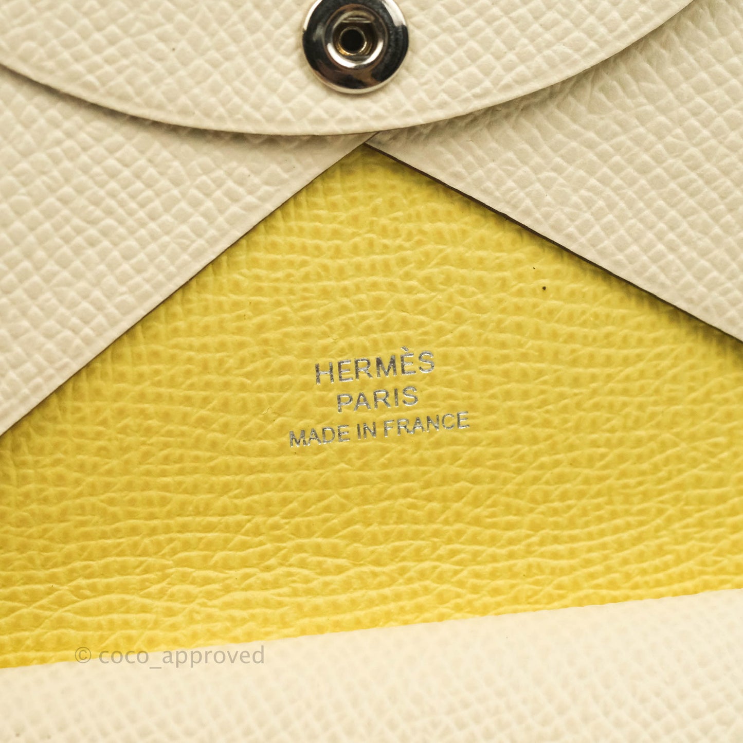 Hermès Calvi Duo Verso Card Case Nata/Jaune Poussin Epsom