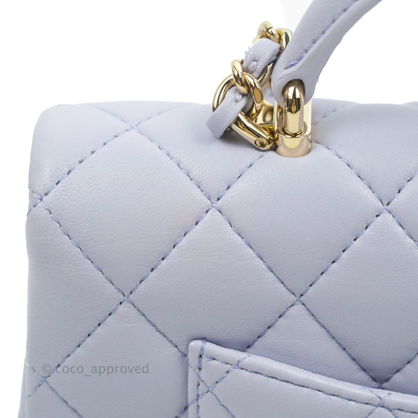 Chanel Top Handle Mini Rectangular Flap Bag Lilac Lambskin Aged Gold Hardware 21K