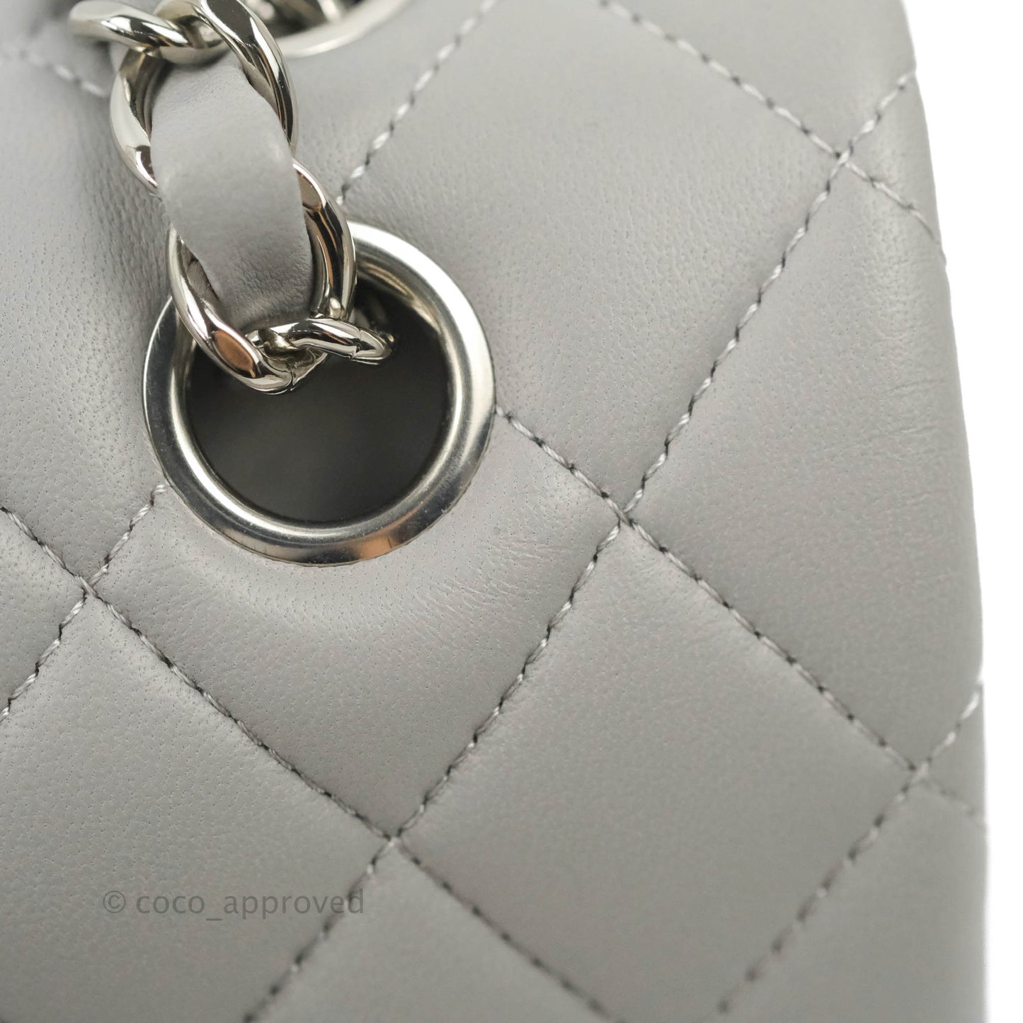 Chanel Small Classic Quilted Flap Grey Lambskin Silver Hardware