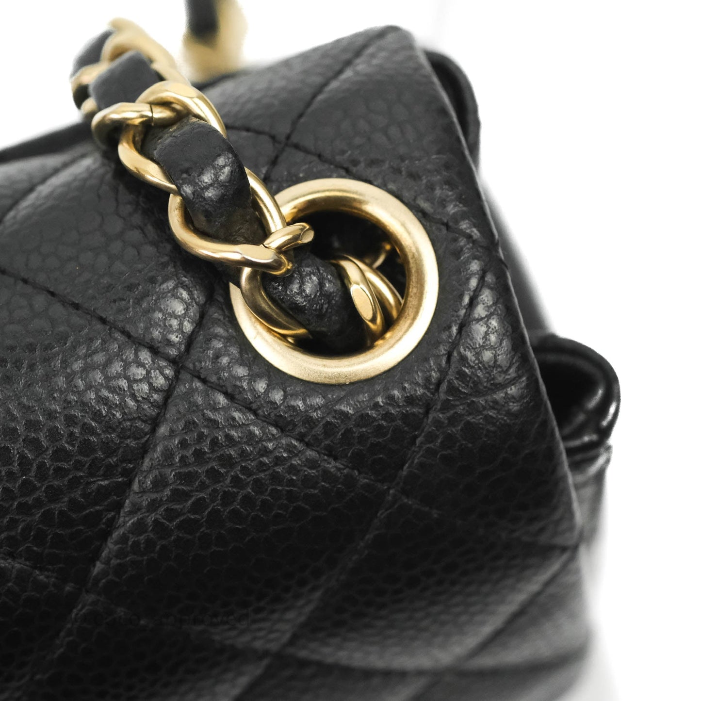 Chanel Quilted Mini Square Flap Bag Pearly Black Caviar Matte Gold Hardware
