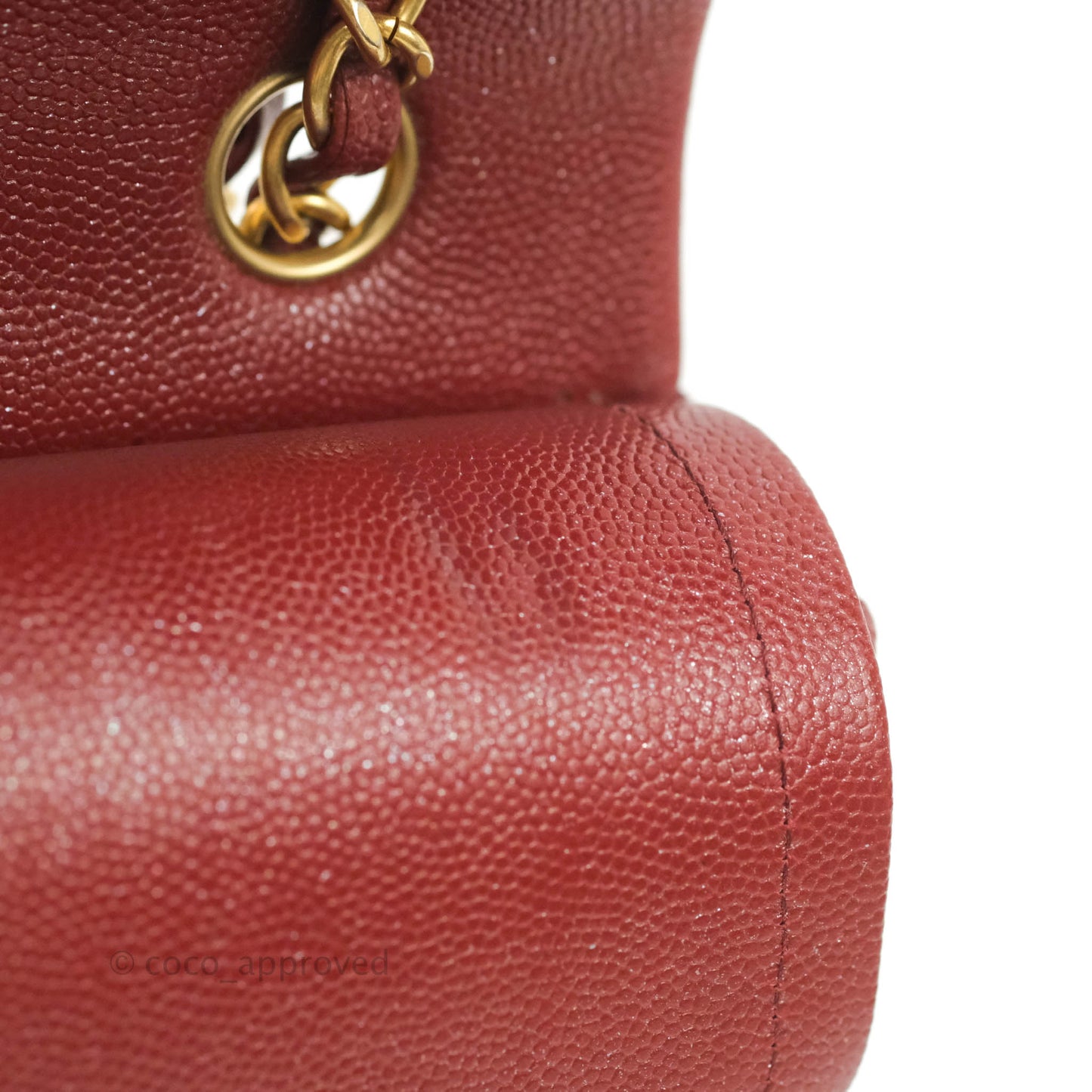 Chanel Small Classic Quilted Flap Iridescent Burgundy Caviar Aged Gold Hardware 18C