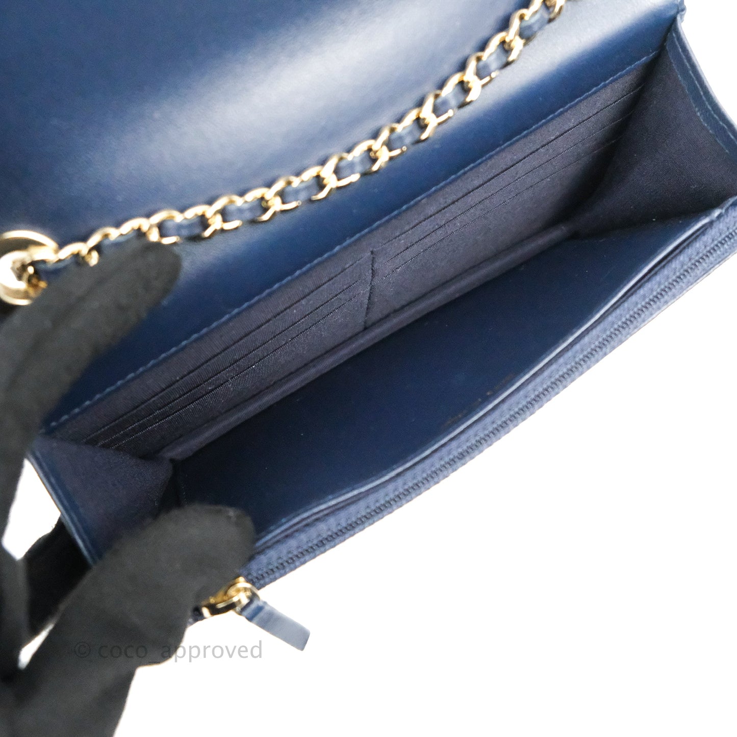Chanel Trendy CC WOC Wallet On Chain Navy Lambskin Gold Hardware