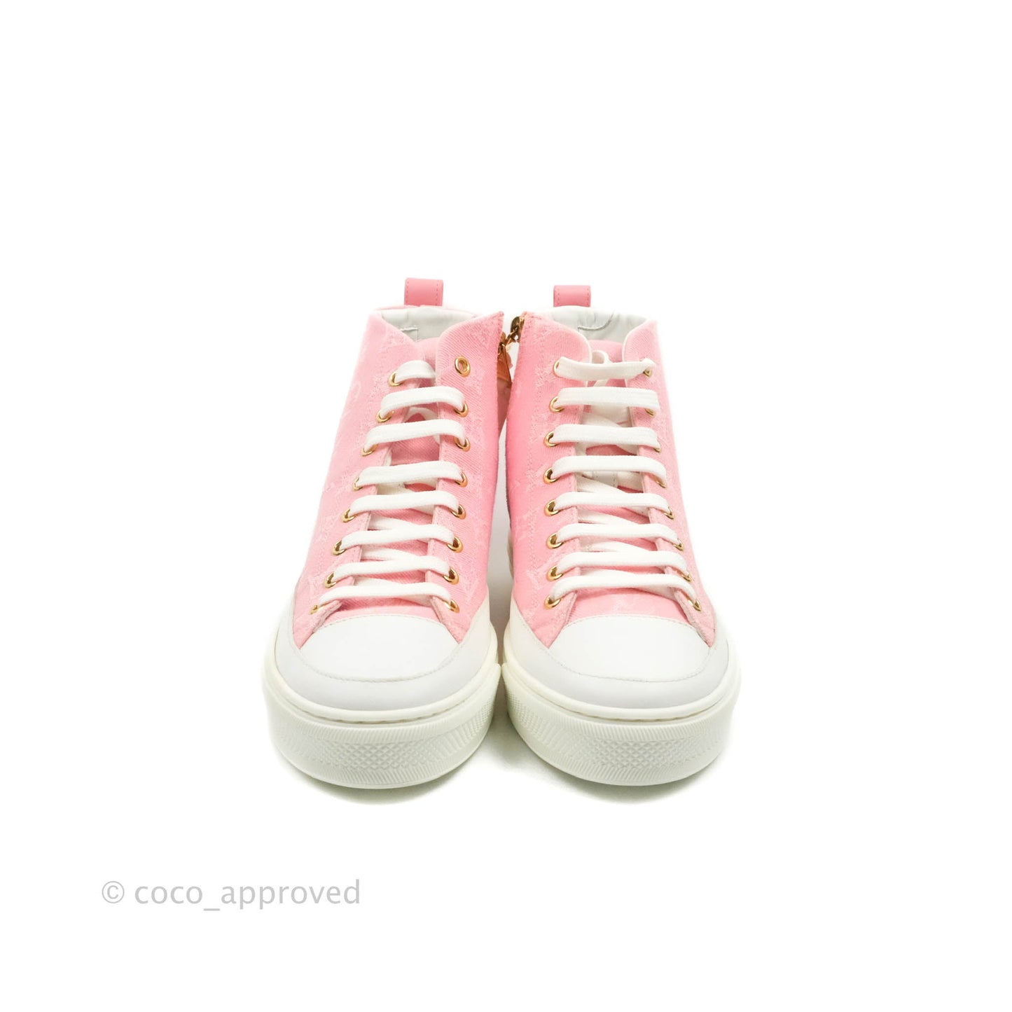 Louis Vuitton Denim Pink High Top Sneakers 36.5