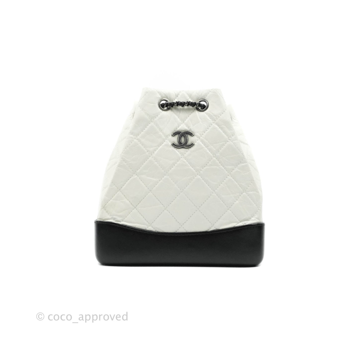 Chanel Small Gabrielle Backpack White Black Aged Calfskin