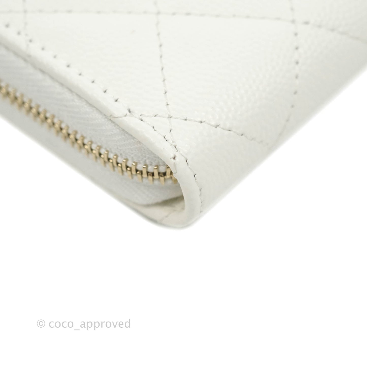 Chanel Classic Zipped Coin Purse White Caviar Gold Hardware